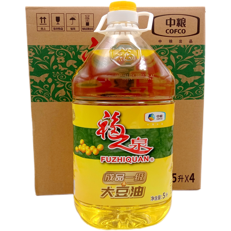 5l瓶4福之泉大豆油一级大豆油大豆油共4瓶整箱发货20l