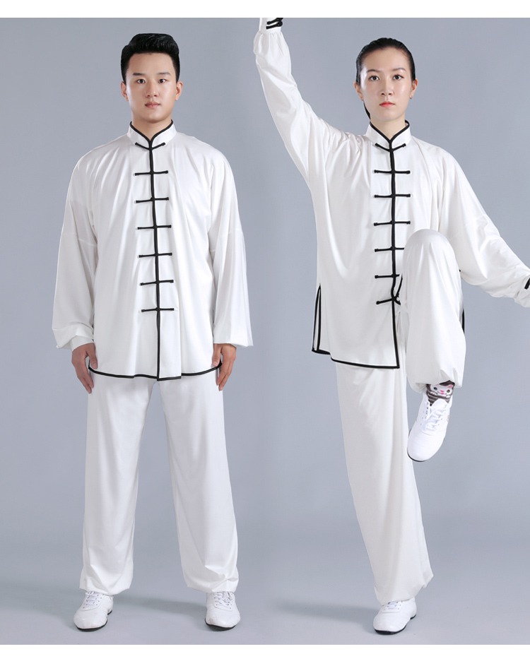 太极服女秋季练功服透气太极拳服装男飘逸表演服团队武术服白色短袖xs