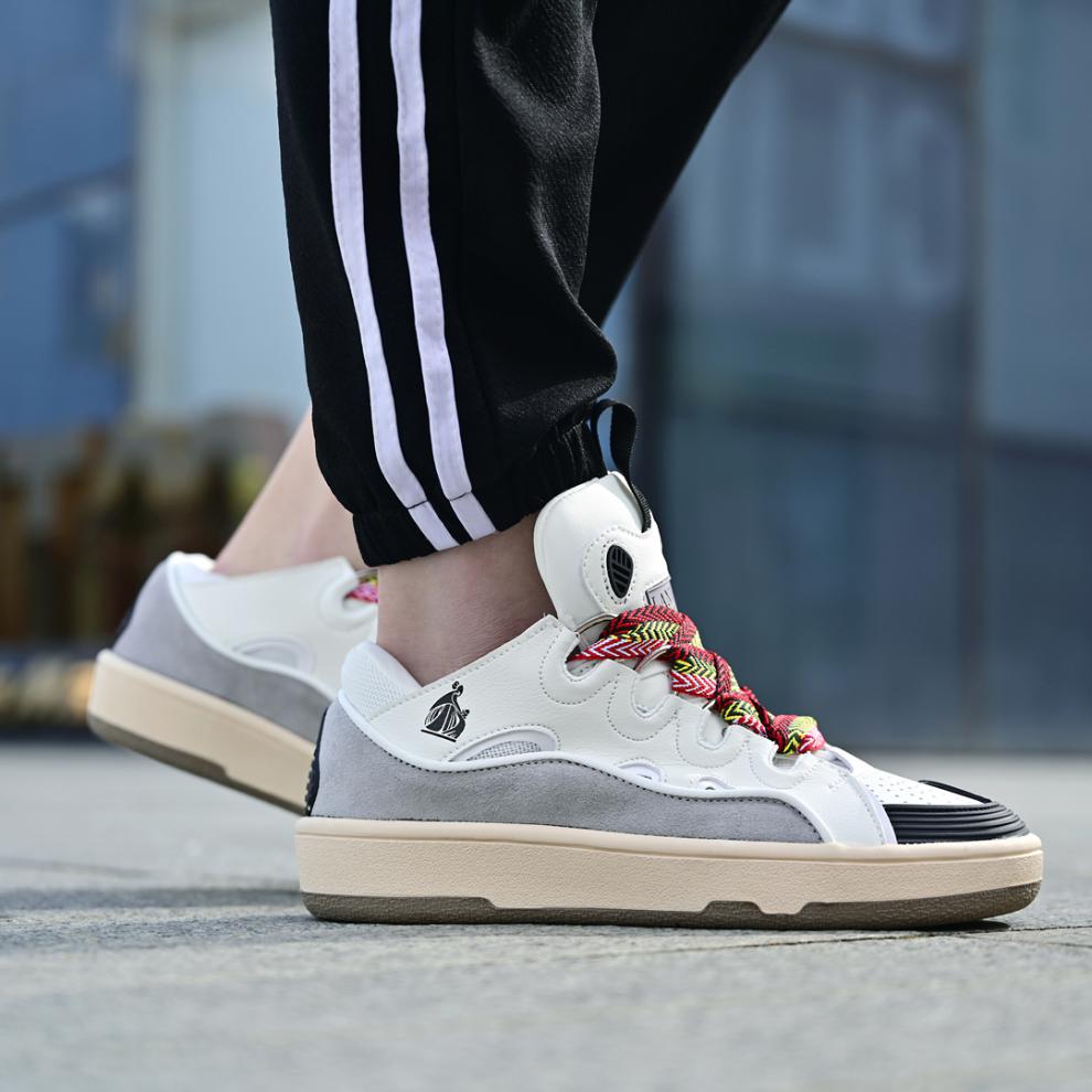 鞋时尚新款浪凡面包鞋拼色厚底德训鞋情侣老爹鞋大系带男女跑步板鞋