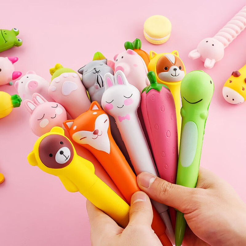 笔软绵绵减压笔水笔发泄笔解压可手捏笔学生文具捏捏笔可爱超萌解压笔