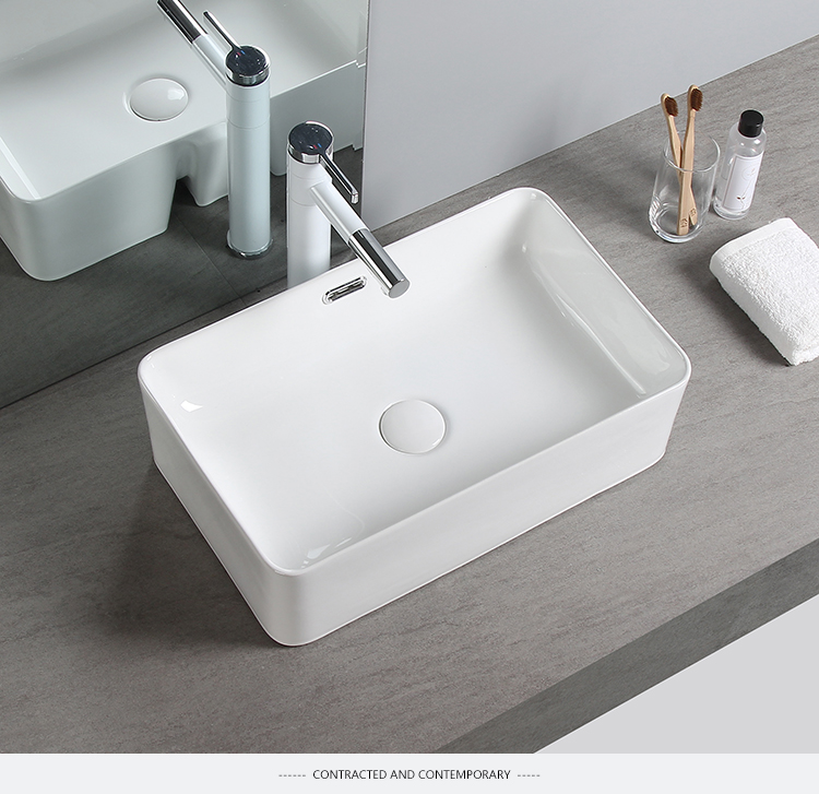 洗衣机台上盆溢水口陶瓷北欧艺术家用卫生间洗脸洗漱洗手池面盆方形单