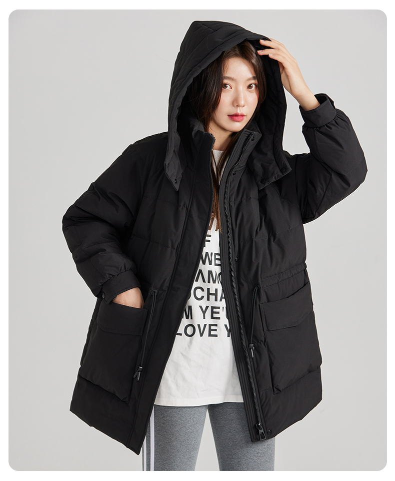 雅鹿官方羽绒服女中长款2022年新款加厚冬季连帽女士外套fy 宝蓝 155