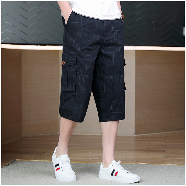 Romon New Loose Fit Men's Shorts Casual Summer Thin Straight Leg Capri Shorts Military Green 3XL 8