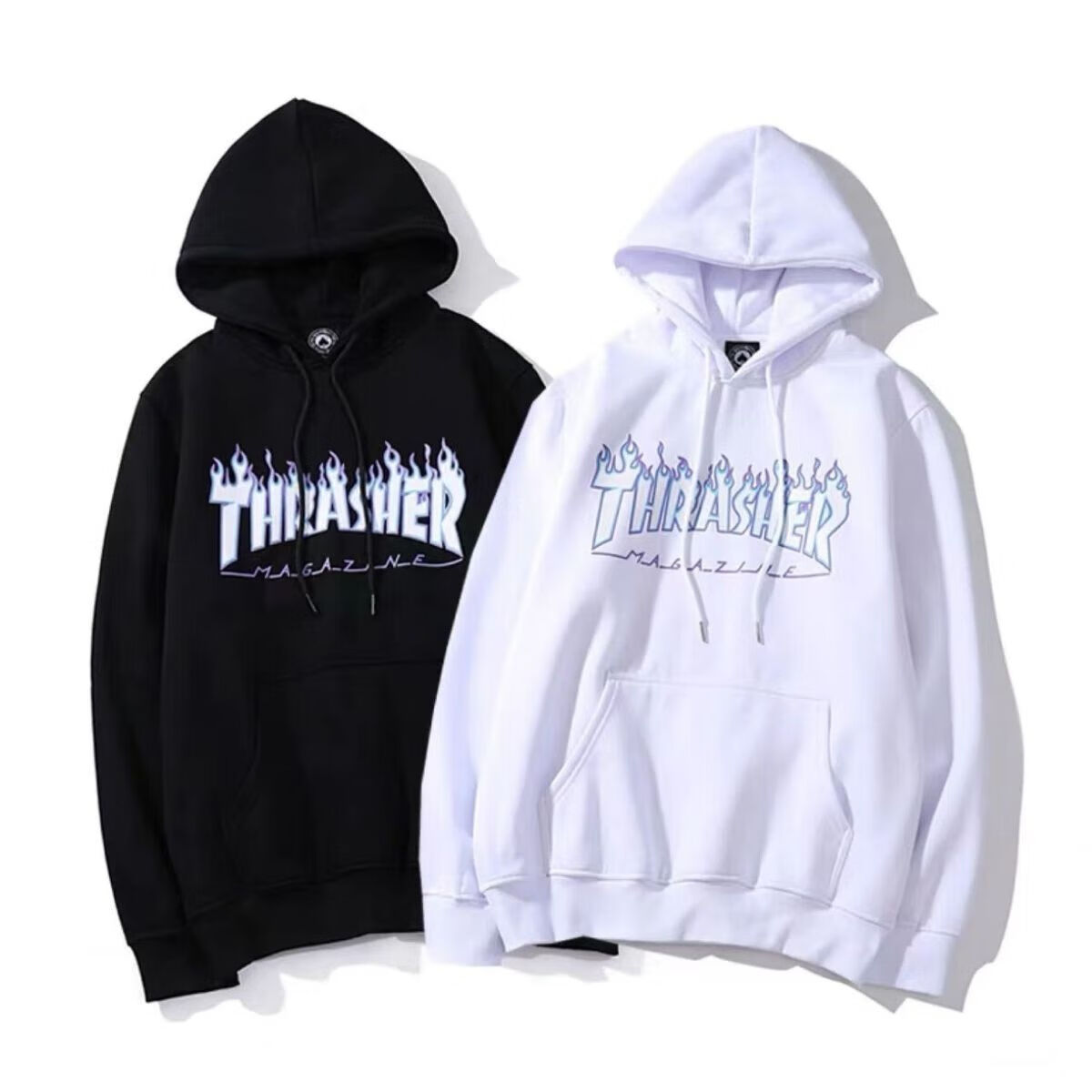 thrasherthrasher火焰卫衣秋冬现货王一博运动宽松连帽套头外套ins