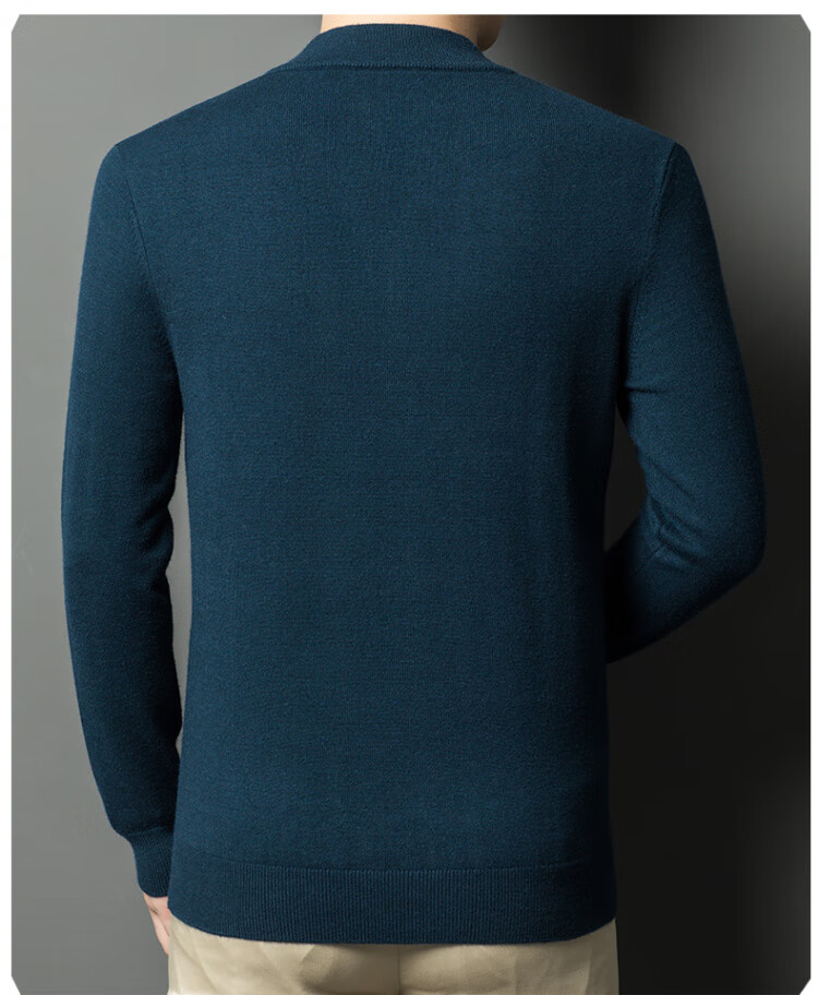 Hengyuanxiang [Wool Included] Middle-aged Thickened Half-high Zipper Collar Sweater Men's Knitted Base Warm Shirt Haqing M 22
