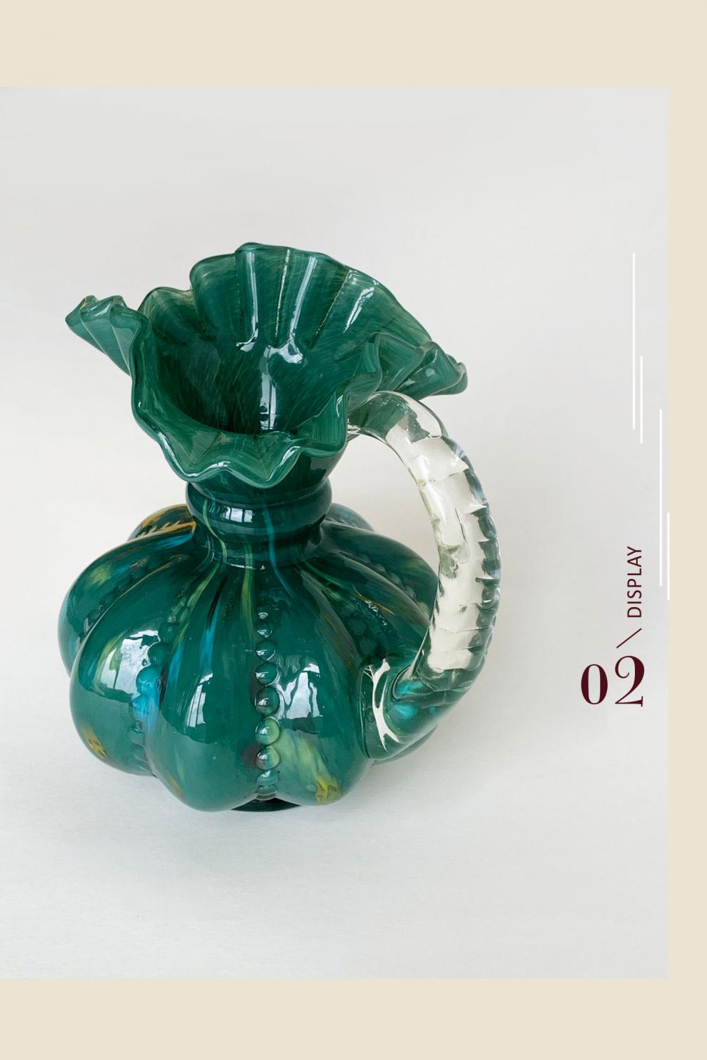 芬顿花瓶 ntstudio 中古 芬顿瓜珠琉璃花瓶复古手工裙摆玻璃花器装饰