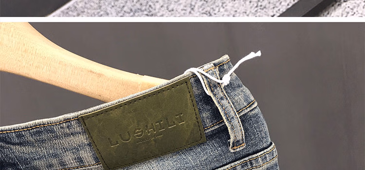 Summer Ripped Jeans Men's Korean Version Trendy Slim-fitting Pants Elastic Versatile Retro Old Casual Nine-point Pants, Main Picture Color 28_viptrois.com