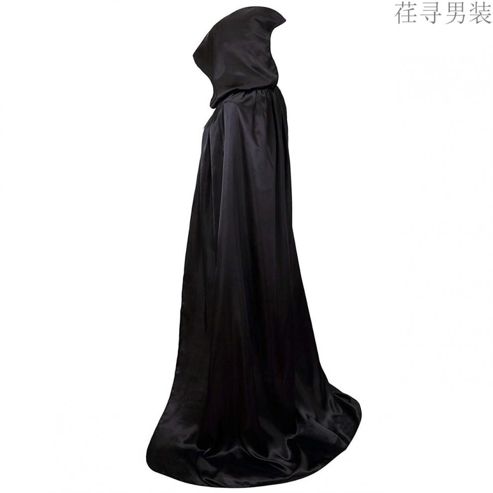 巫师袍风衣披风万圣节服装成人儿童魔法死神吸血鬼黑色斗篷袍子 红色
