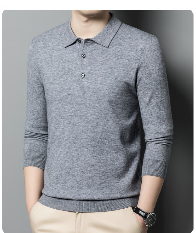 Hengyuanxiang Men's Polo Shirt with Wool, Spring and Autumn Thin Knit Base Sweater, Middle-aged, Camel Color, 4XL 9