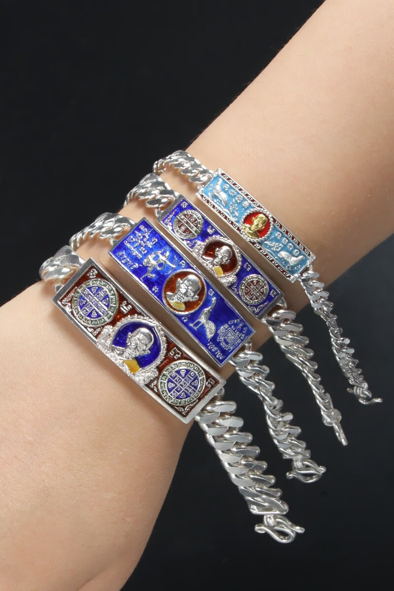 檀福匠泰国佛牌银手镯链子正牌龙婆瑞2557年手链2561年金面男款