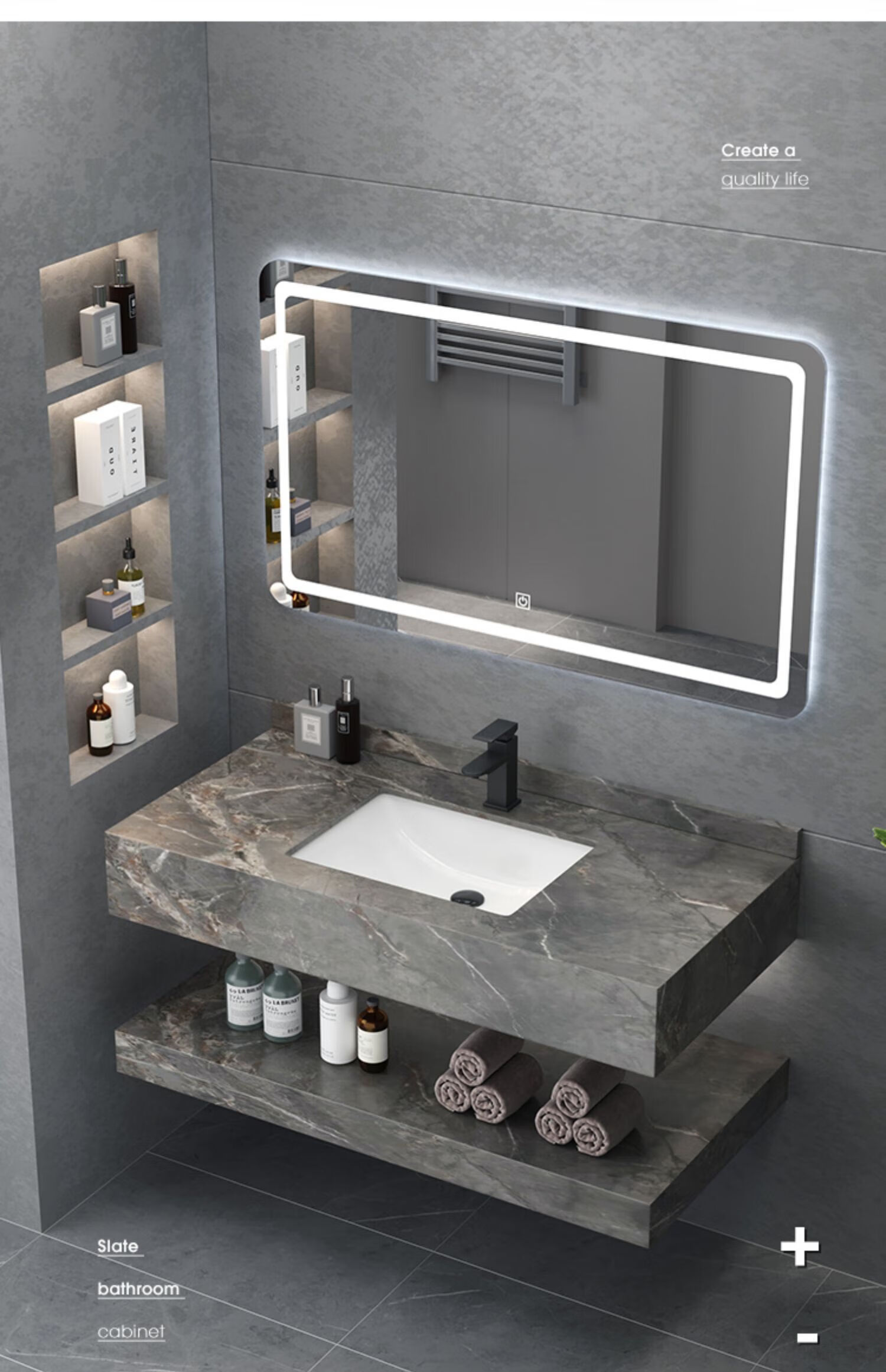 科勒(kohler) 岩板浴室柜定制洗手盆挂墙洗脸盆家用大理石洗漱台盆