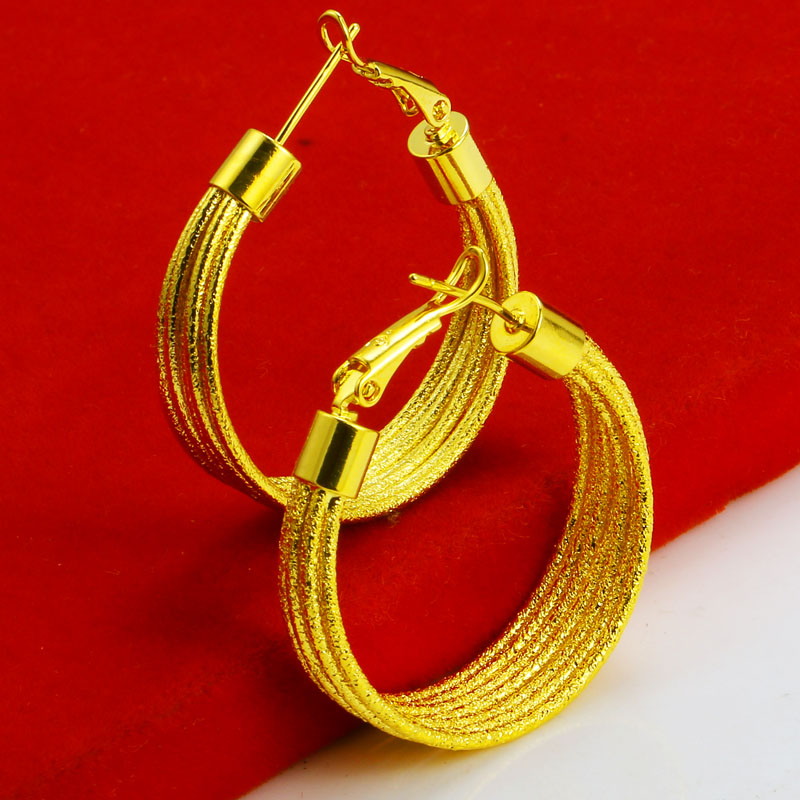 老凤凰包金耳环女款新娘结婚首饰仿真饰品镀金仿沙金越南金子大耳圈