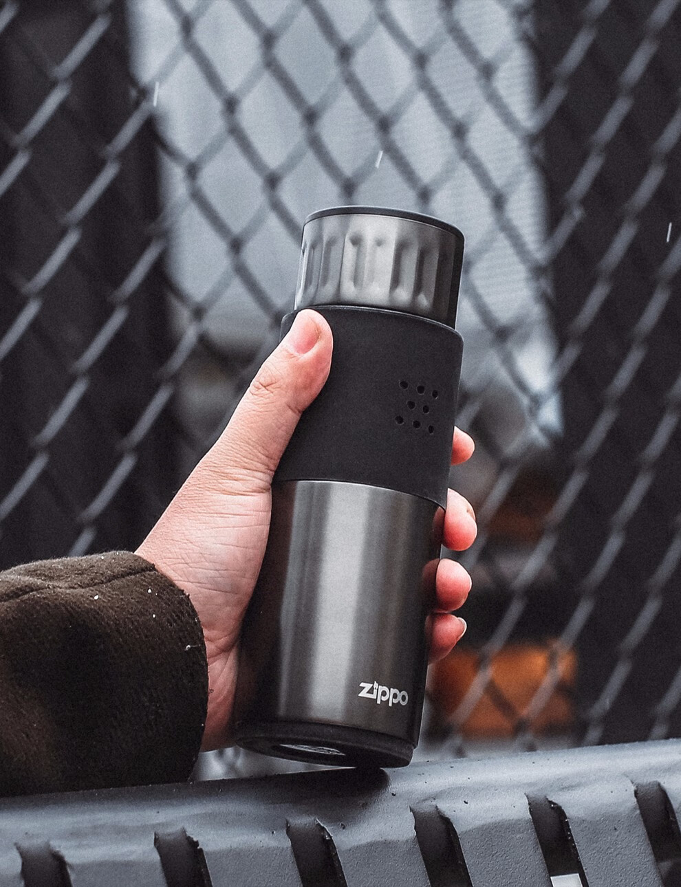 美国zippo男士高档潮流ins创意泡茶通勤轻商务杯便携不锈钢保温杯 挚