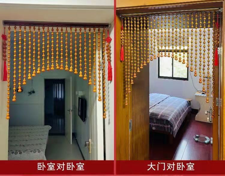 全桃木葫芦门帘 风水门帘子全桃木葫芦珠帘玄关挂帘客厅卧室隔断厕所