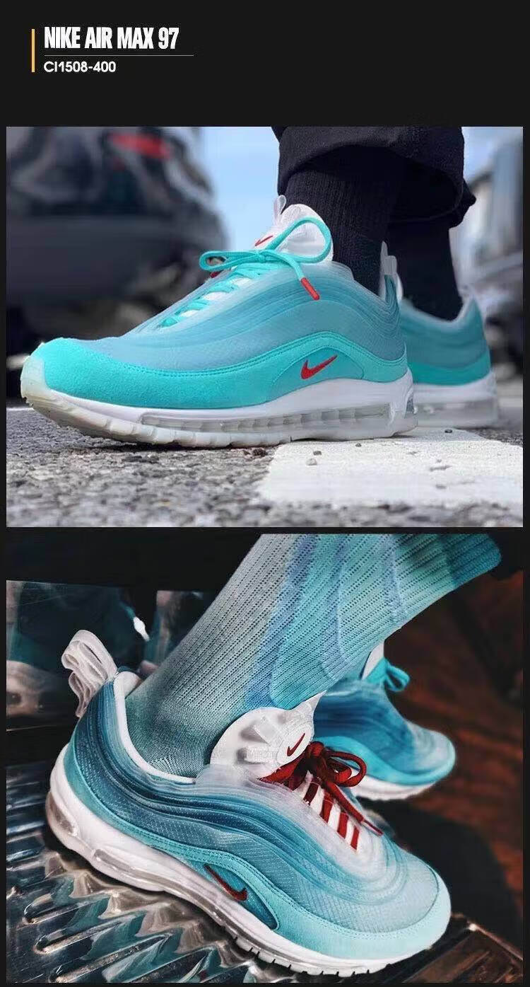 万花筒圣水笑脸气垫跑步鞋男女运动鞋nike 耐克nikeairmax97蓝笑脸