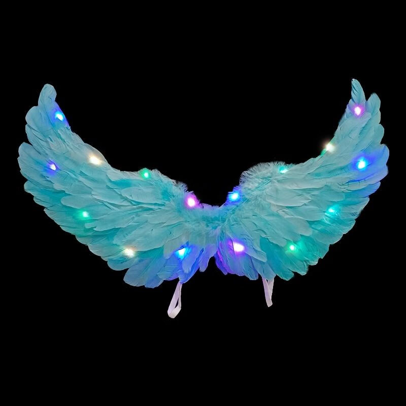 蝴蝶翅膀儿童魔法棒小仙女 天使燕型翅膀发光羽毛翅膀套装公主花童