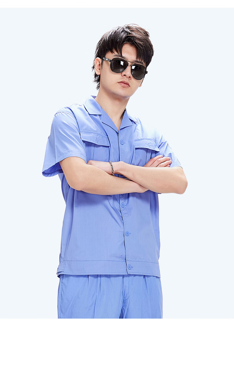 定制夏季工作服套装男短袖工装耐磨上衣定制工人电焊汽修劳保服 xrd