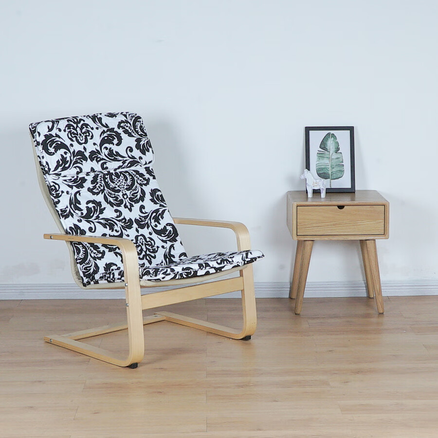 北欧风格佩洛扶手椅阳台客厅休闲椅老人用懒人椅孕妇躺椅简约 麻布深