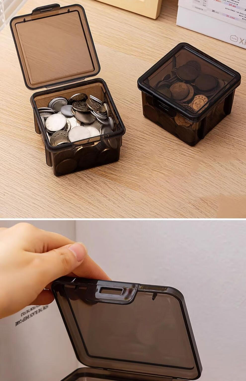 新现金收纳盒万元百元纸币收银保护盒硬币钞票盒收纳箱盒子纸钞盒透明