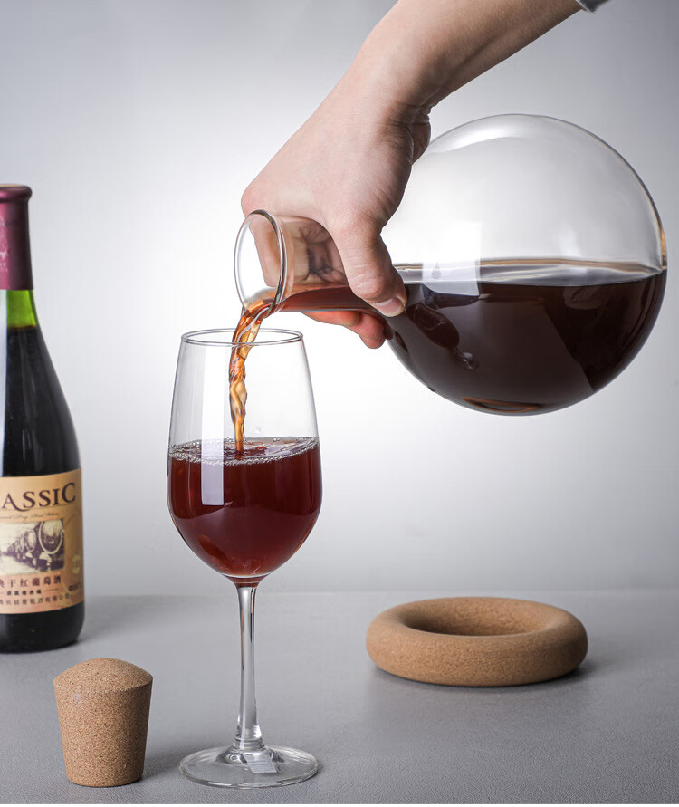玻璃醒酒器红酒轻奢玻璃分酒器 家用红酒分酒器壶快速醒酒器 小号软木