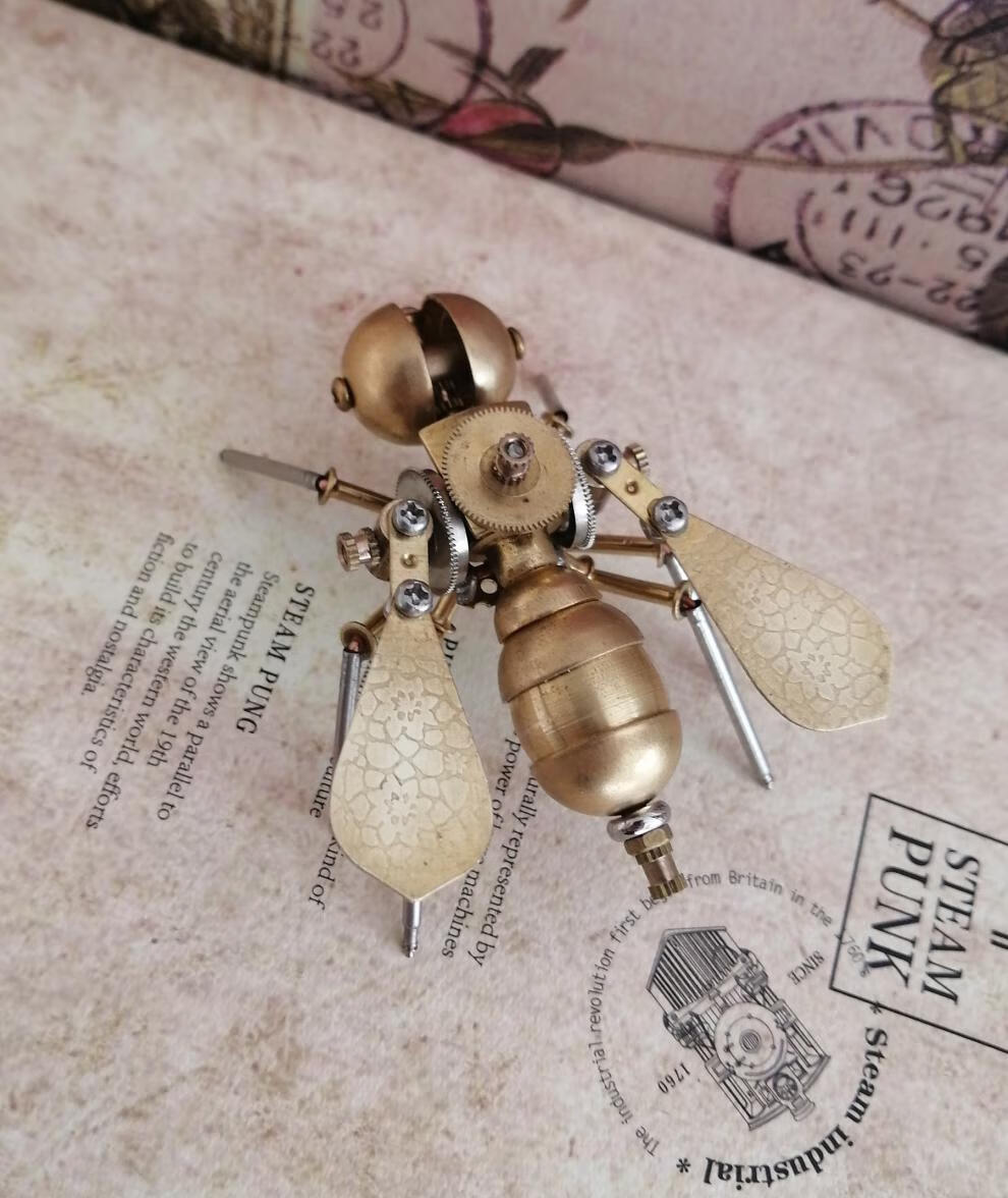 蒸汽朋克机械昆虫蒸汽朋克机械昆虫金色小蜜蜂全金属工艺品创意摆件
