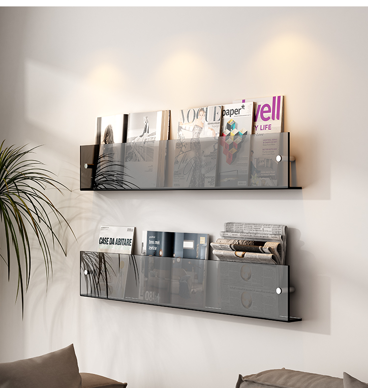 创意墙上置物架绘本架透明亚克力书架墙上壁挂式杂志架墙面展示架