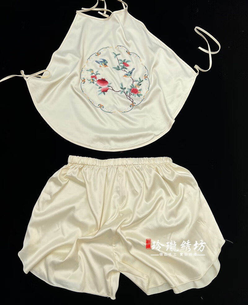 兜兜内衣 苏绣刺绣名族风肚兜内衣双层苏州丝绸中国风睡衣古风绣花