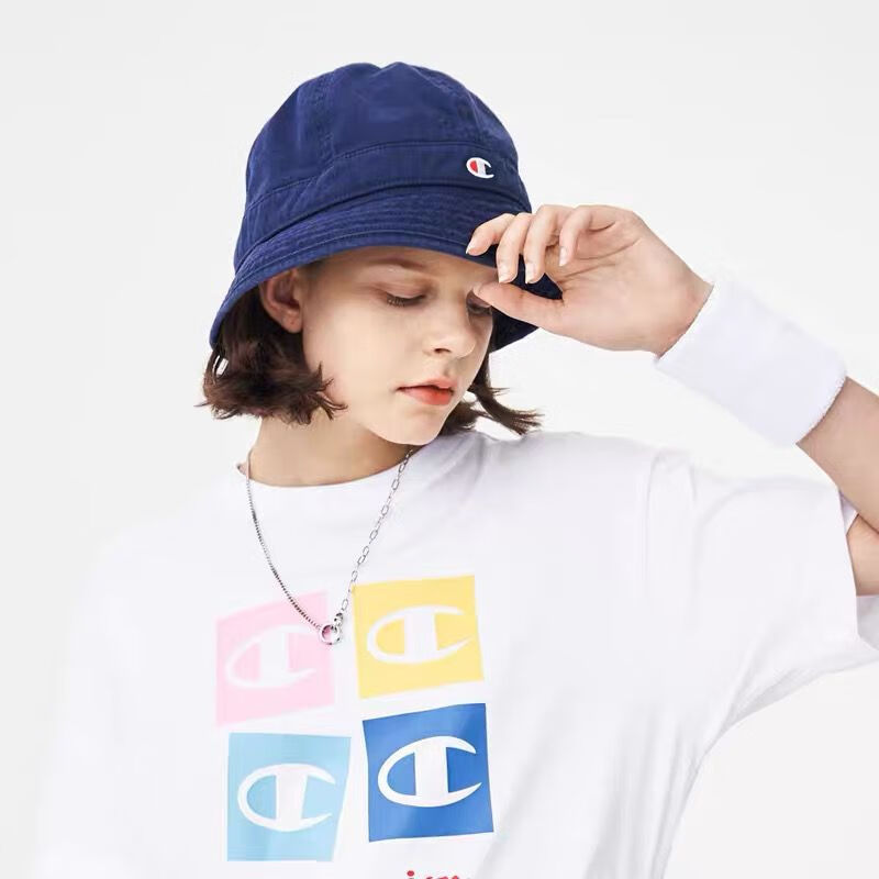 champion冠军小码新款日系圆顶渔夫帽水洗防晒纯棉水桶帽女小众盆帽