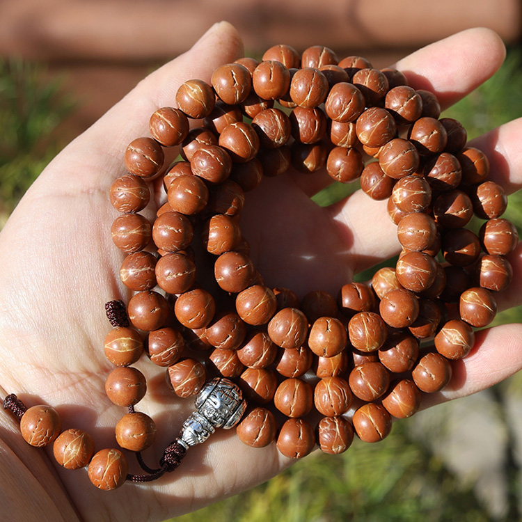 镶思玉 凤眼菩提佛珠108颗尼泊尔酸枣核项链念珠安神催眠饰品子终南山