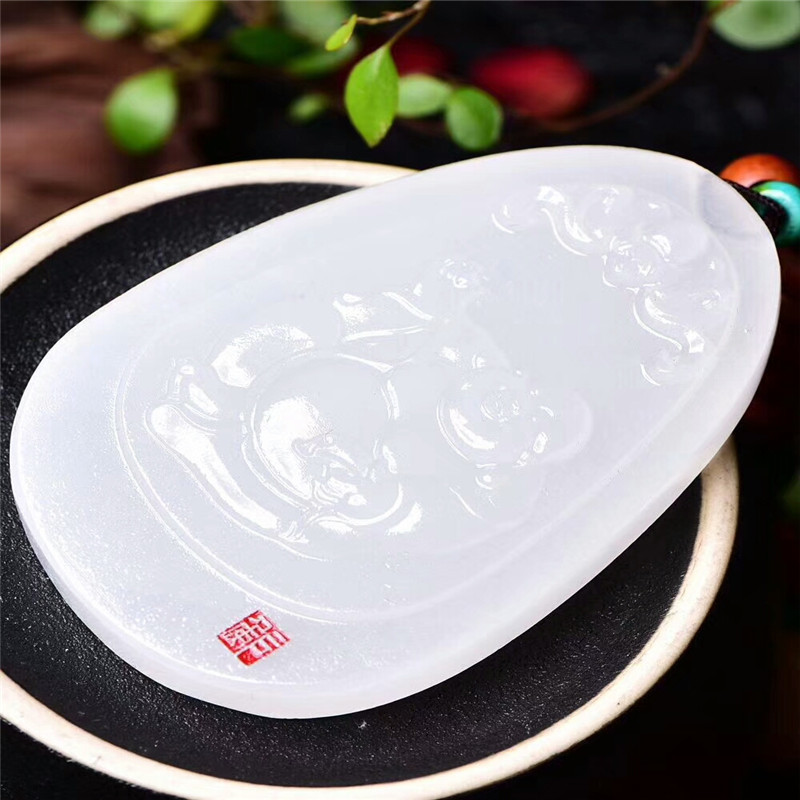 阿富汗玉 白玉佛吊坠 弥勒佛项链玉观音吊坠男女款吊坠a 观音吊坠64*