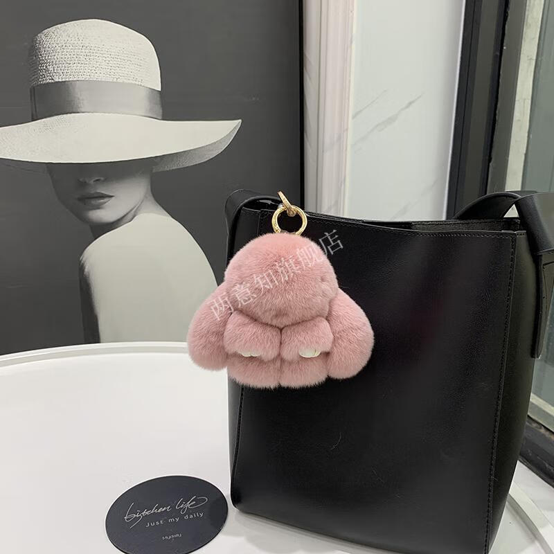 装死兔挂件獭兔毛小兔子包挂件 韩国ins獭兔毛小兔子皮草挂件呆萌装死