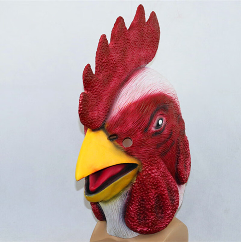 大公鸡头套 新搞笑毛绒公鸡面具乳胶公鸡头套动物道具万圣节化妆舞会