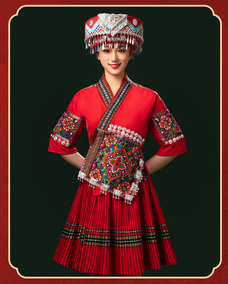 苗族衣服女服装服饰全套云南少数民族传统苗寨侗族服舞蹈演出刺绣