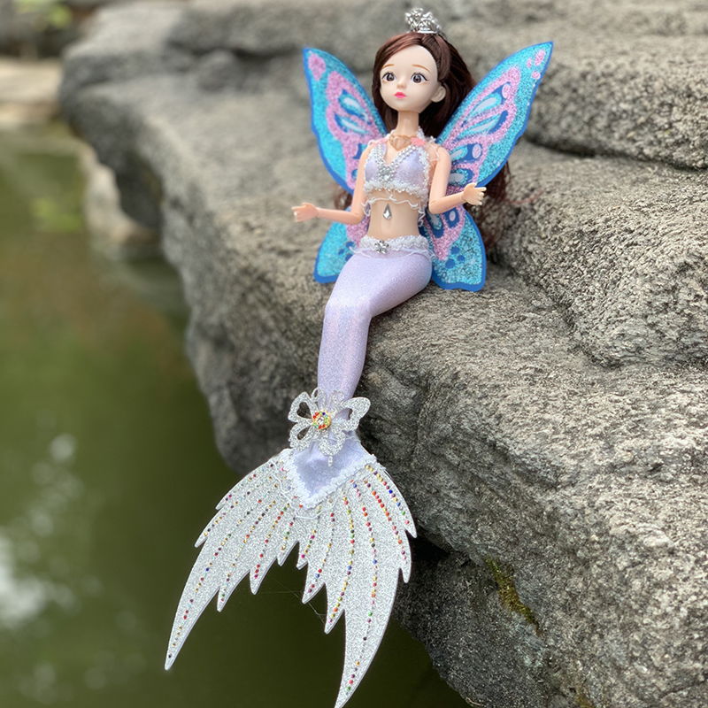 会唱歌的芭比美人鱼会唱歌带翅膀的芭比娃娃玩具芭比泡水美人鱼芭比