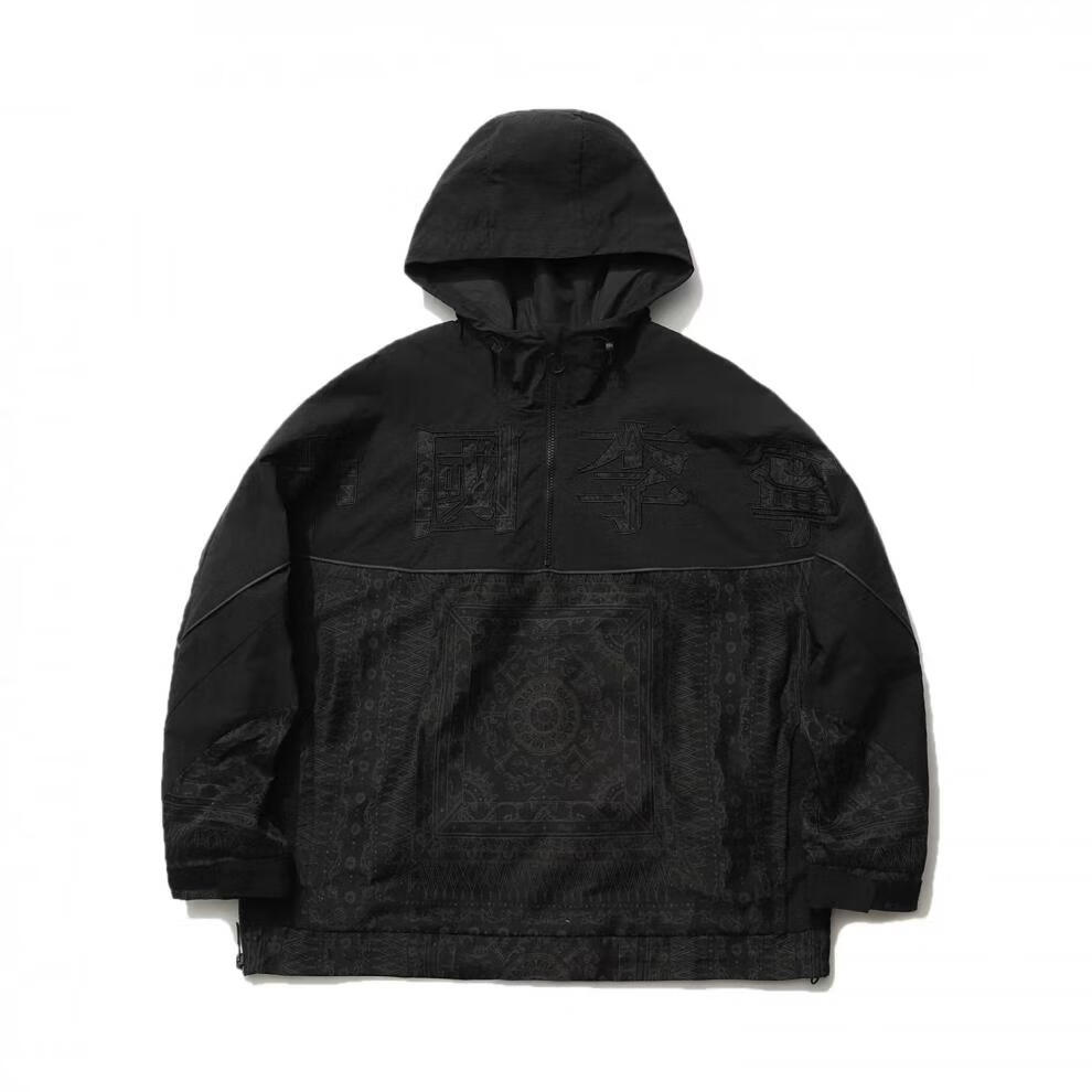 中国李宁冲锋衣国潮中国李宁半拉链冲锋衣男女薄款时尚防风外套撞色