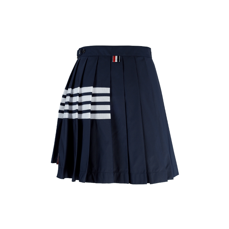 browne汤姆布朗新款女装4条纹百褶裙学院风半身裙时尚休闲短裙 深蓝色