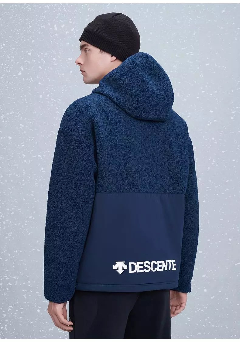 迪桑特(descente)外套轻质保暖两面穿梭织羊羔绒棉服连帽夹克旗舰男装