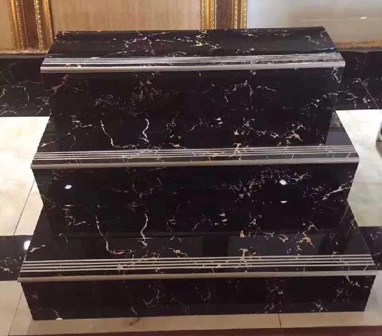 客厅一体式黑金花滑楼梯砖踏步砖600×900全抛釉地板砖过门石 黑金花