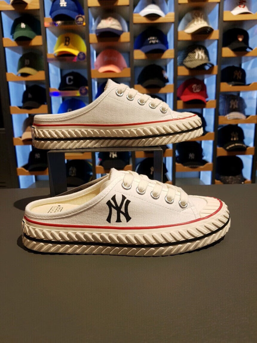 mlb韩国春夏女鞋半拖鞋ny老花男鞋厚底ins休闲鞋饼干鞋帆布鞋 ny-半拖
