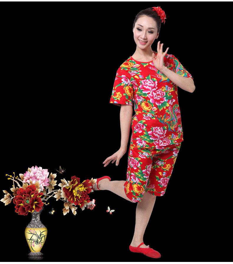 哲别东北花衣服个性搞笑网红抖音东北大花布衣服套大人二人转演出服花