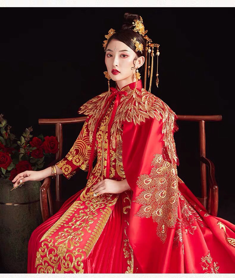 凤冠霞帔整套婚纱秀禾服新娘新款结婚中式礼服凤冠霞帔古代婚纱嫁衣