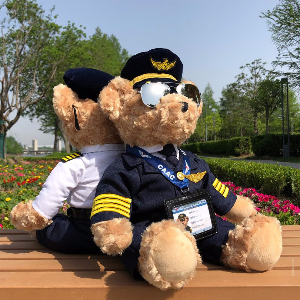 民航空机长熊泰迪公仔飞行员空姐飞机厦南深四川行活动生日礼物新版