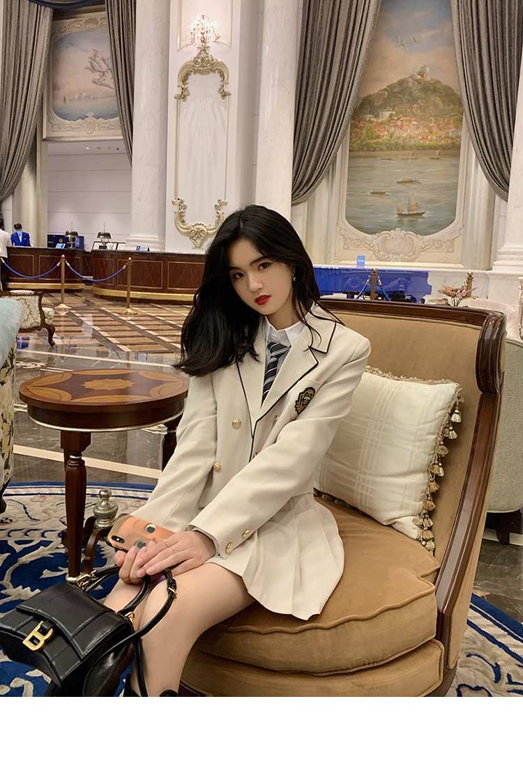 琴怡jk制服御姐2022年夏季冬新款学院风韩系感显瘦洋气西装制服百褶裙