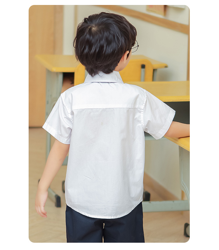 男童夏薄短袖白衬衣中大童表演服小学生纯棉校服 福利款白色短袖衬衫