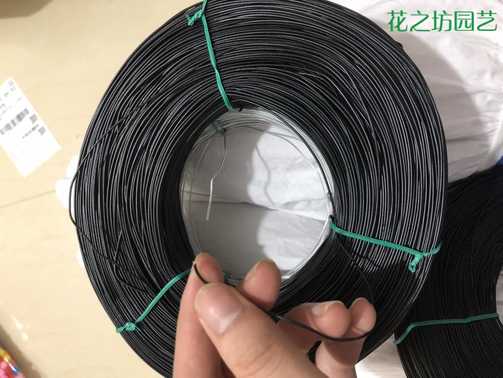 1mm包皮铁丝包胶扎丝黑色透明扎线350米包塑铁扎丝塑料pvc07铁丝全粗