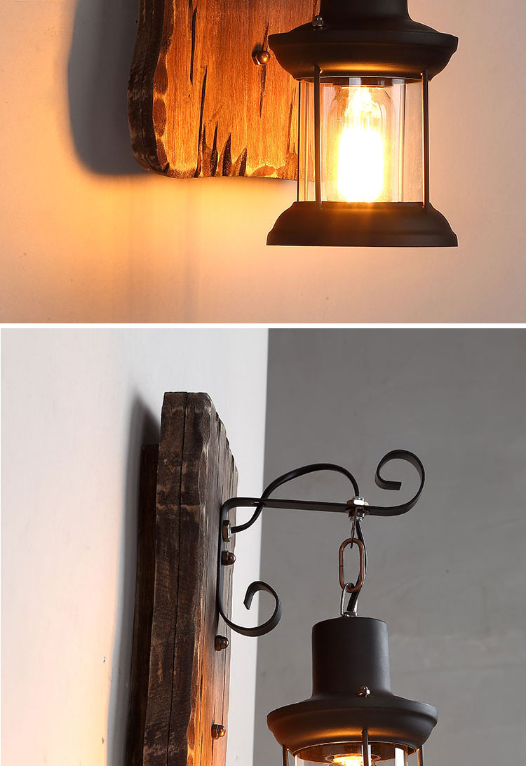 复古怀旧船木壁灯工业风创意服装火锅店酒吧餐厅美式个性装饰墙灯如图