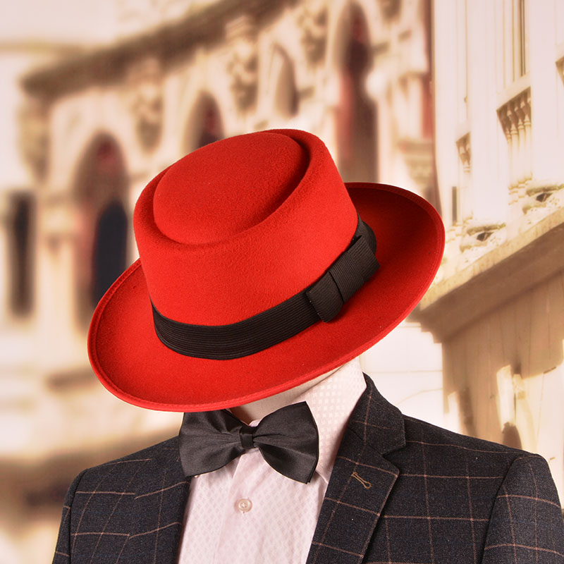 新郎帽结婚帽礼帽古装中式婚礼爵士帽英伦复古红色新郎官帽子男士牛仔
