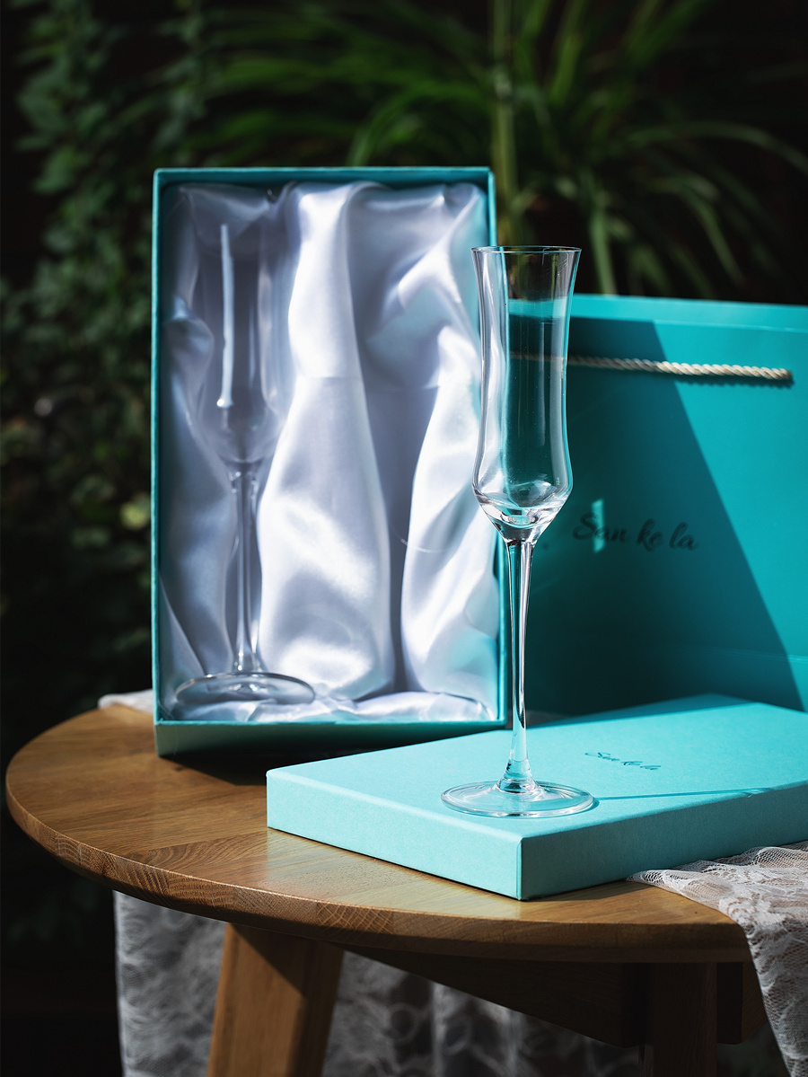 香槟杯一对一对水晶香槟杯礼盒装2只高挑起泡酒杯女士甜酒杯子结婚