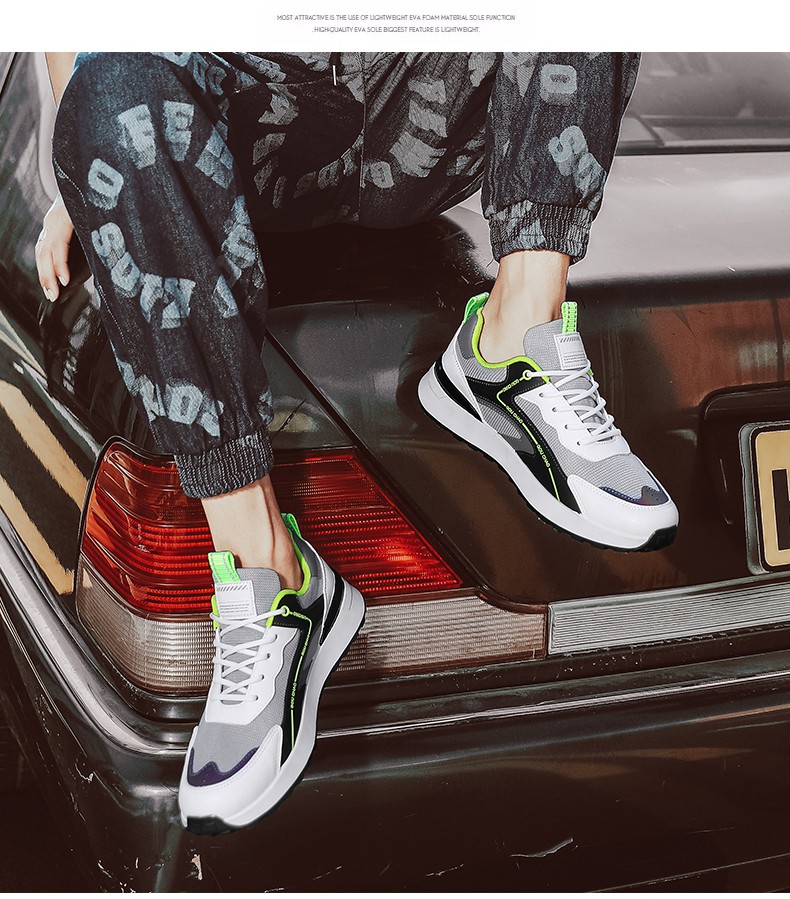 夏季透气薄款网面运动鞋男士百搭休闲厚底增高老爹ins潮鞋子轻奢品牌