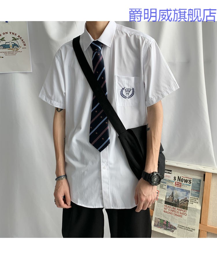 潮牌dk套装男生衣服dk制服男全套jk制服套装夏季潮搭配潮流帅气短袖白